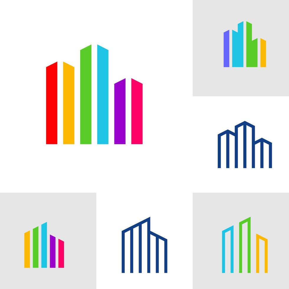 Set of Building Logo Vector Design Template. City logo design concept. Simple icon symbol