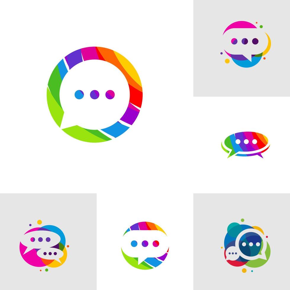 Set of Colorful Chat Logo Template, Creative Chat logo design vector