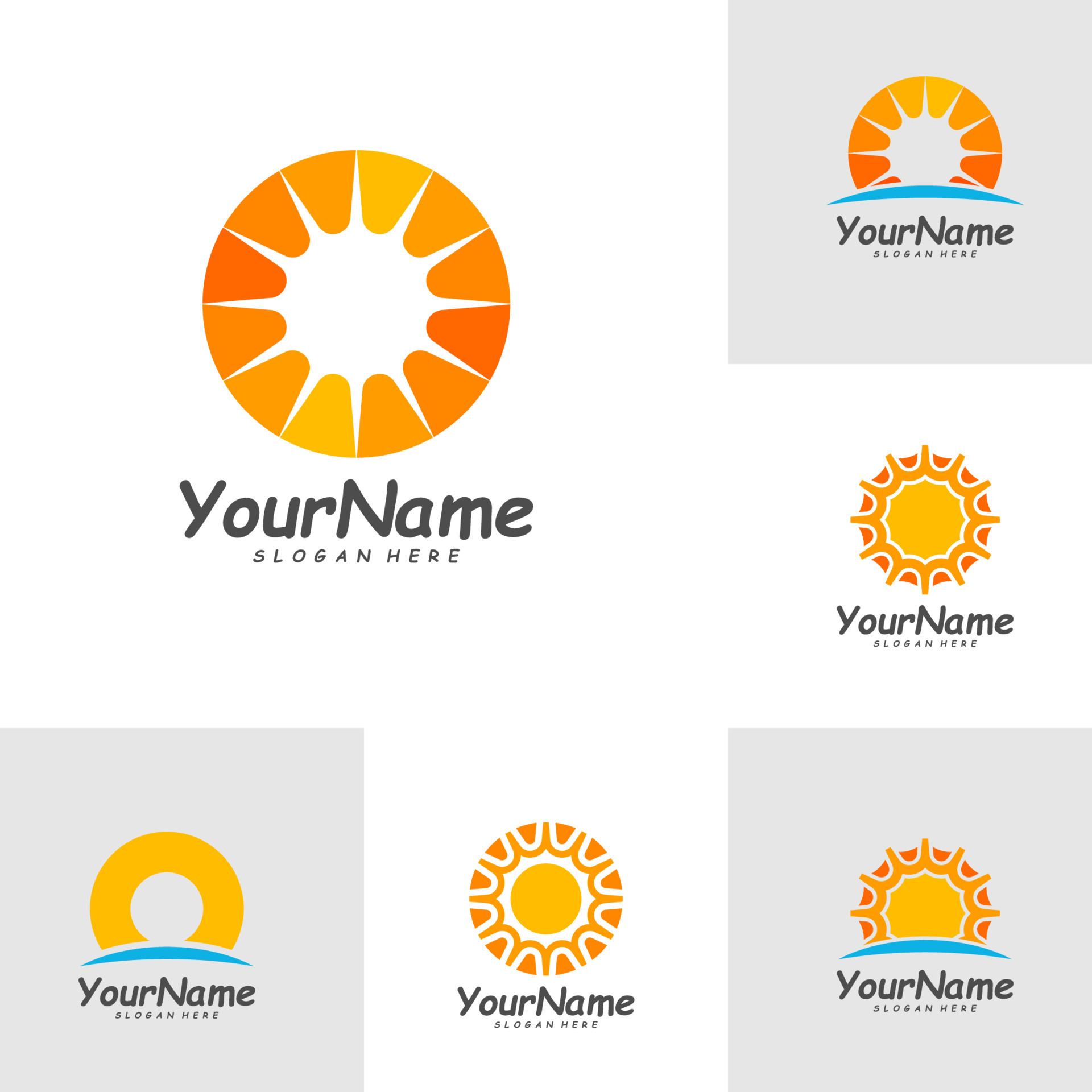Set of Sun logo design template, Creative Sun logo vector, Simple icon