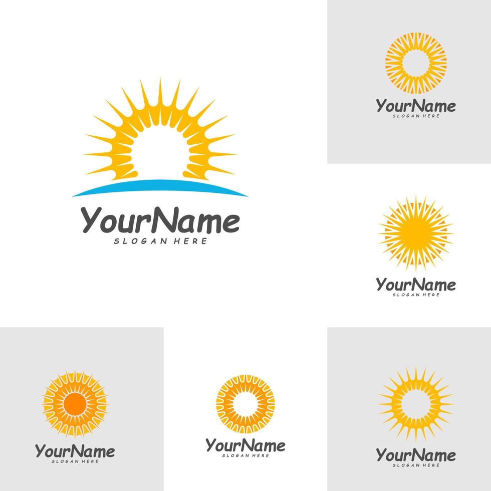 Set of Sun logo design template, Creative Sun logo vector, Simple icon symbol vector