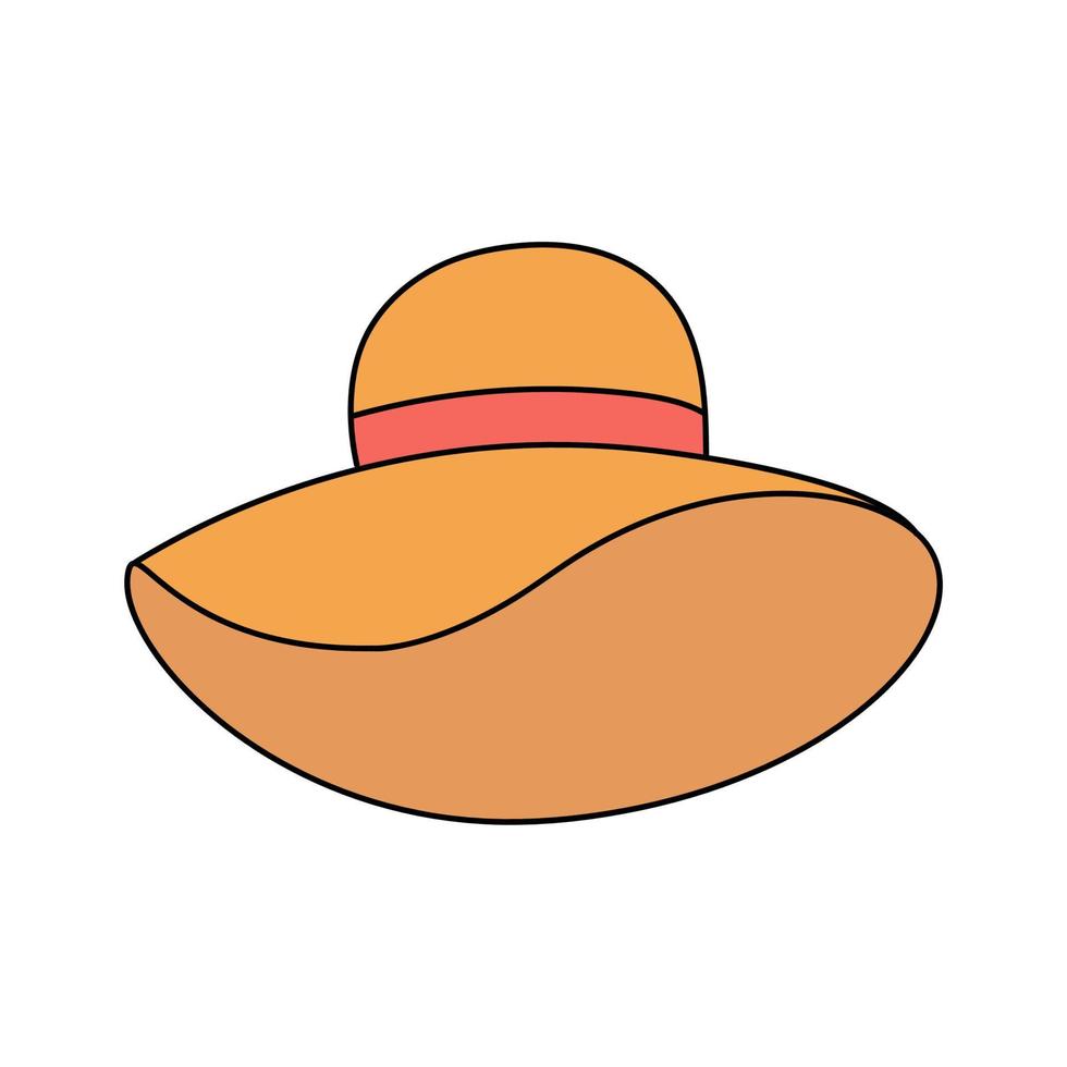 sombrero femenino de verano en estilo garabato. accesorio de playa, sombreros. ilustración simple aislado sobre fondo blanco. icono de verano vector