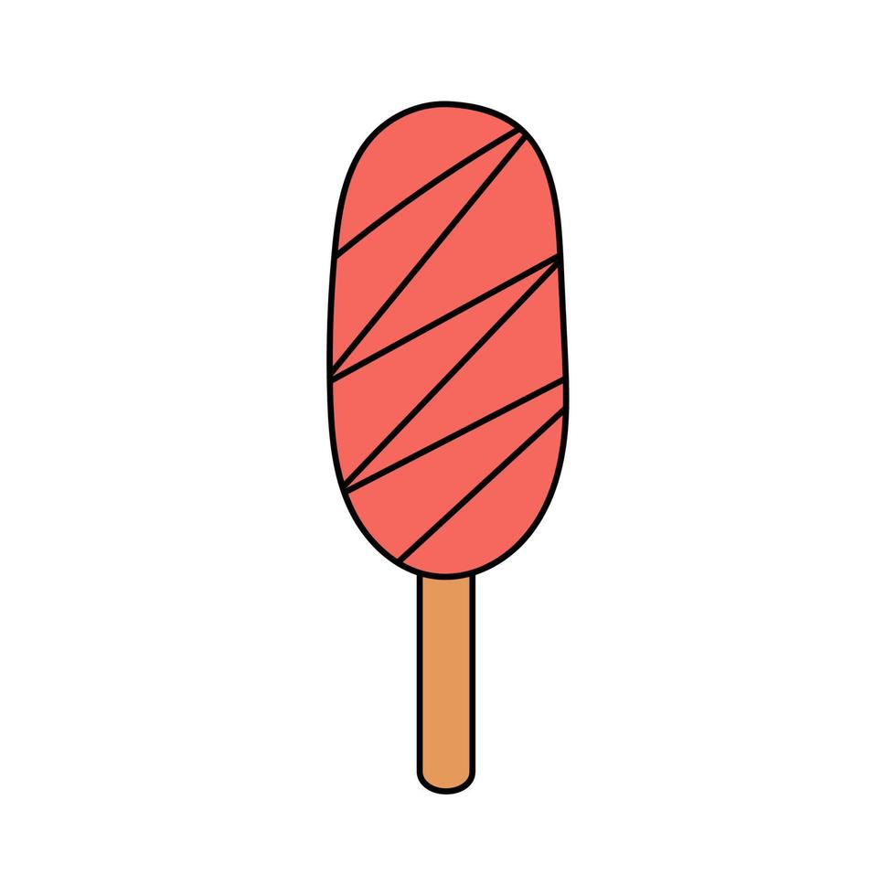 helado estilo garabato. postre dulce helado de verano. ilustración simple aislado sobre fondo blanco. icono de verano vector