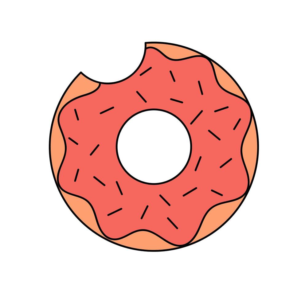 Cute swim ring, donut shaped rubber swim ring in doodle style. A bright summer accessory. Simple illustration isolated on white background. Summer icon vector