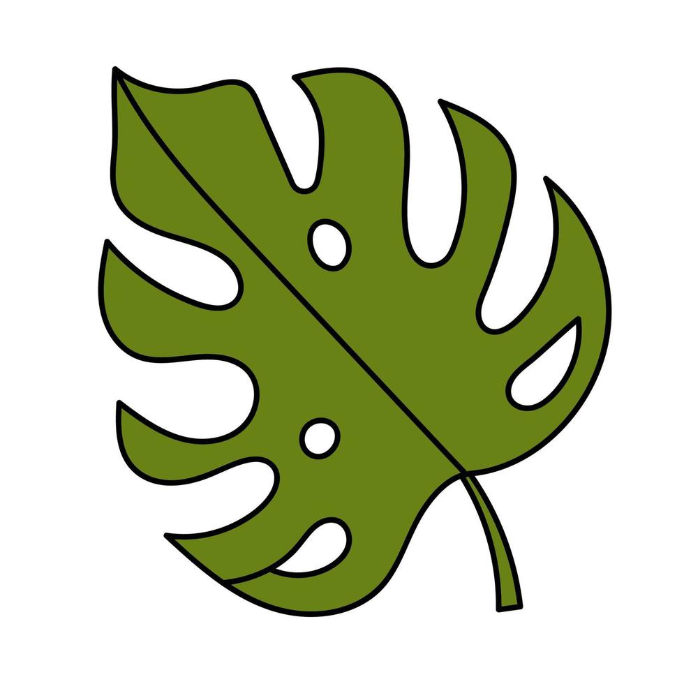 Monstera leaf, tropical plants. Simple illustration. Summer icon vector