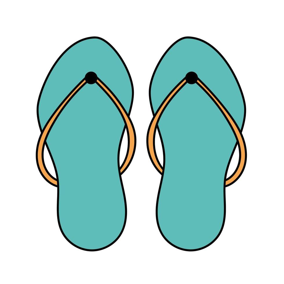 chanclas de playa de garabatos. zapatos de verano ilustración simple aislado sobre fondo blanco. icono de verano vector