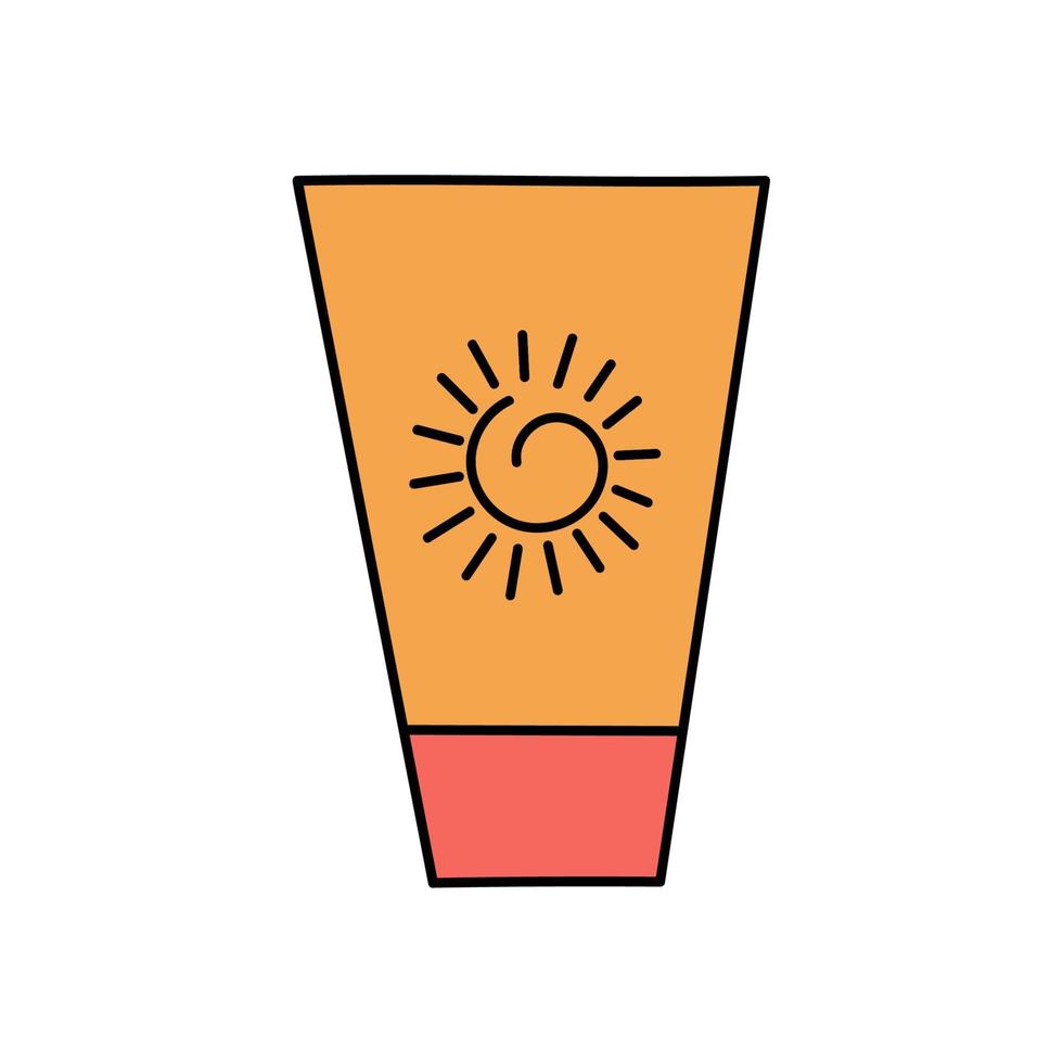 protector solar de verano, loción corporal. protección contra el sol y los rayos uvb, uva. ilustración simple aislado sobre fondo blanco. icono de verano vector