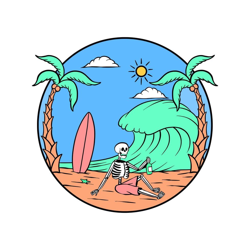 Skull summer beach vector