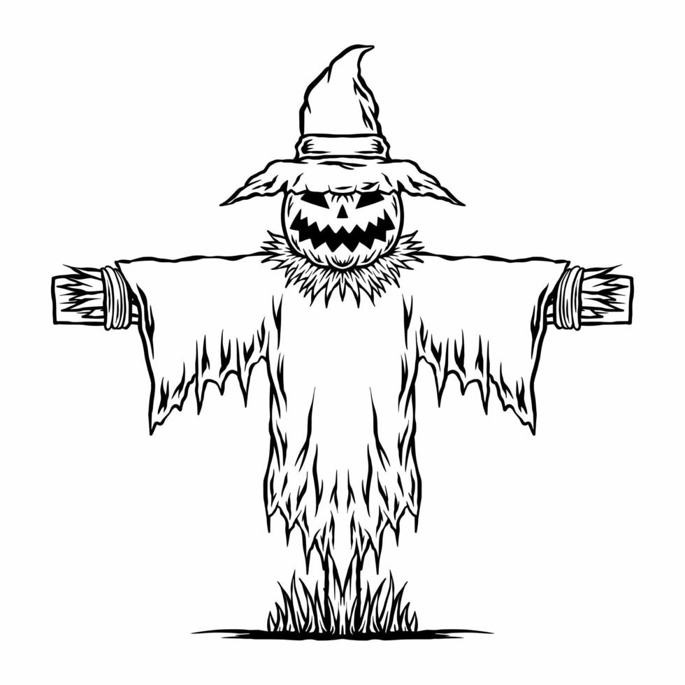 Halloween pumpkin scarecrow vector