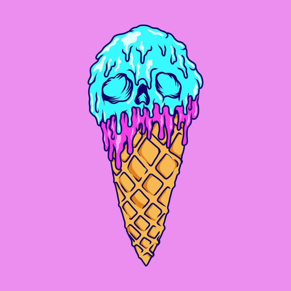 Ice cream skull isolated horror halloween vector image