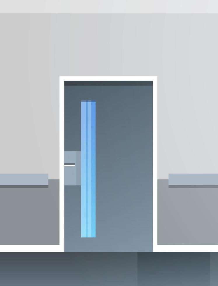Empty hospital corridor area no people and space modern hospital rooms corridor interior design flat vector illustration.