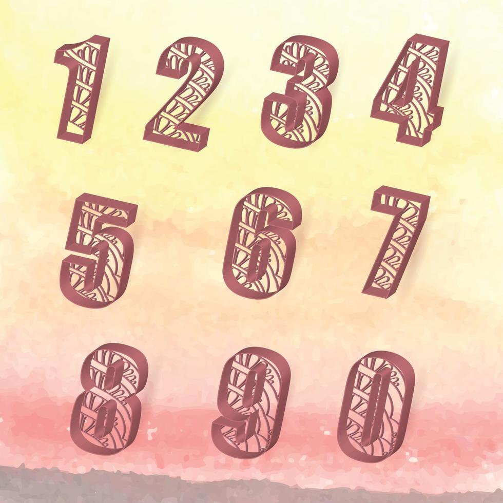 3d Multilayer number illustration vector