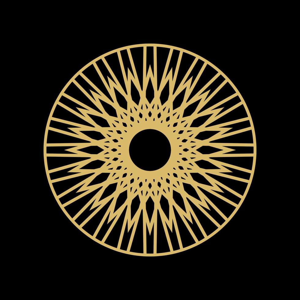 marco redondo decorativo para el diseño con un adorno geométrico. marco circular elemento elegante para la impresión de tarjetas, invitaciones, libros, textiles, grabado, muebles de madera, forja. vector profesional.