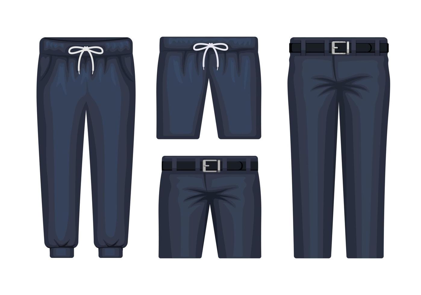 Dark Blue Pant Long and Short fashion collection set illustration vector