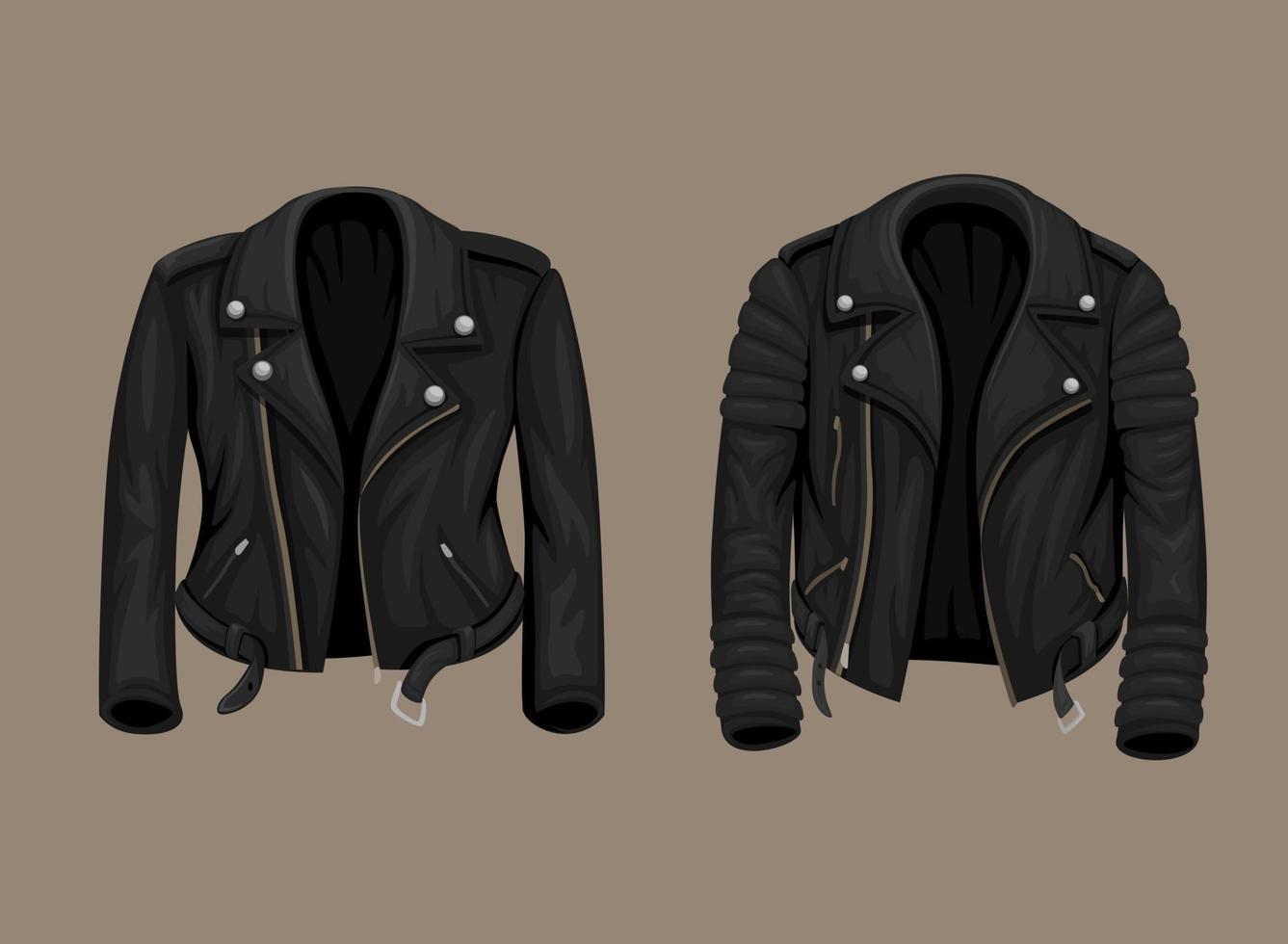 Leather Jacket man and woman fashion collection set illustration vector