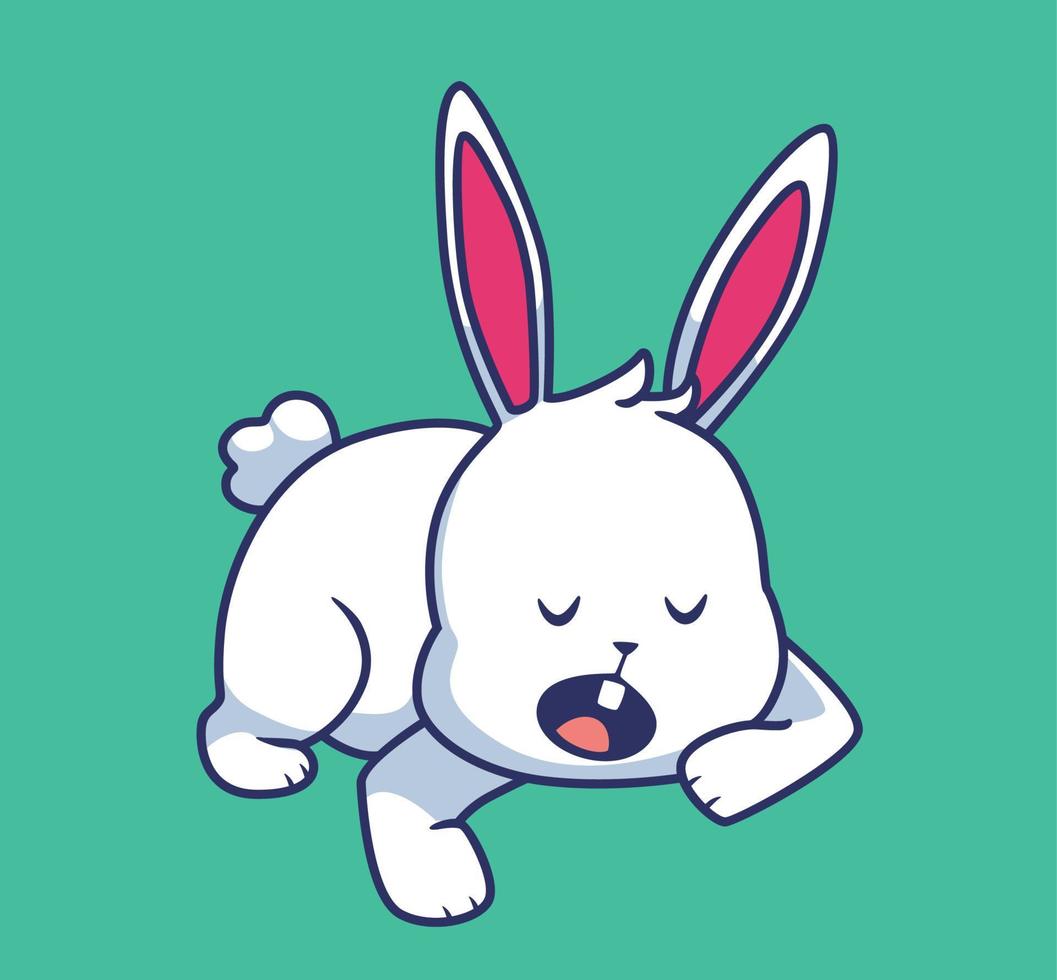 rabbit sleeping cartoon illustration vector