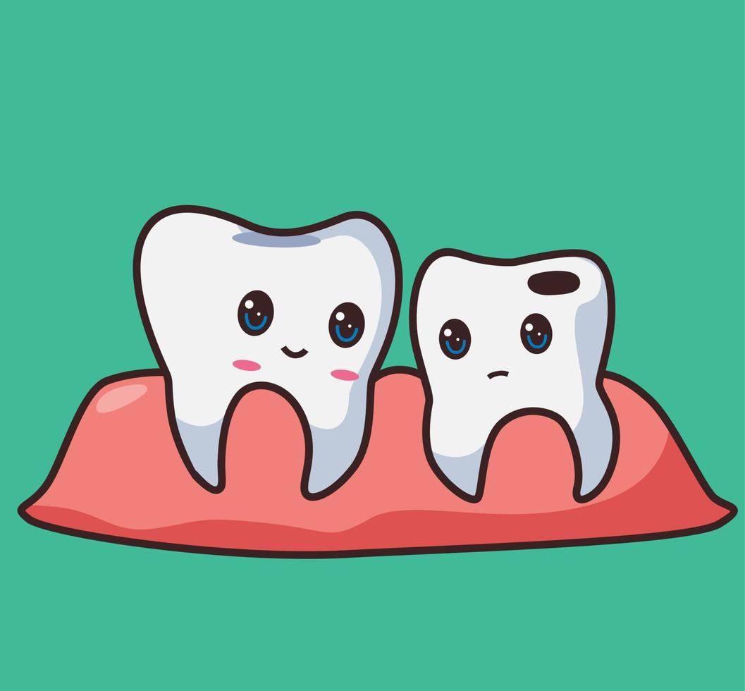 character of cavities and gums cartoon illustration vector