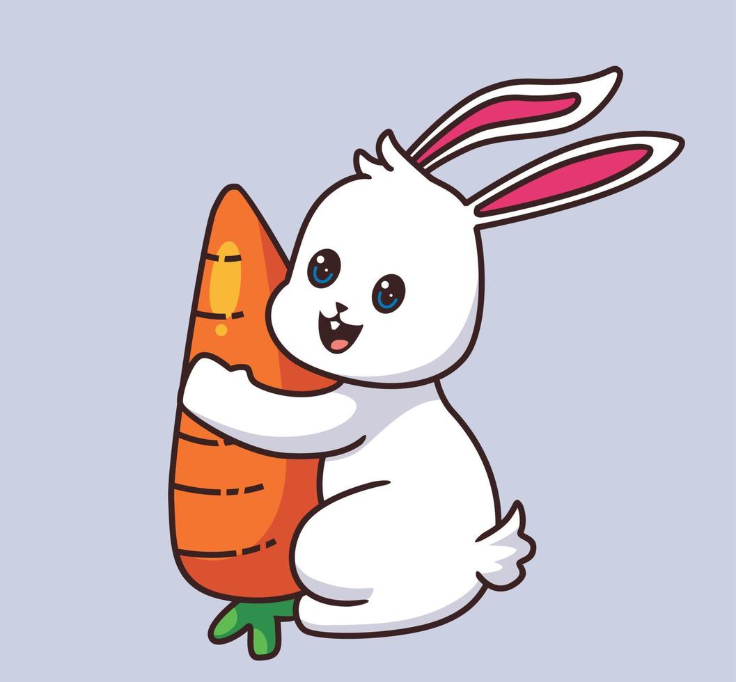 rabbit eating a carrot cartoon illustration vector