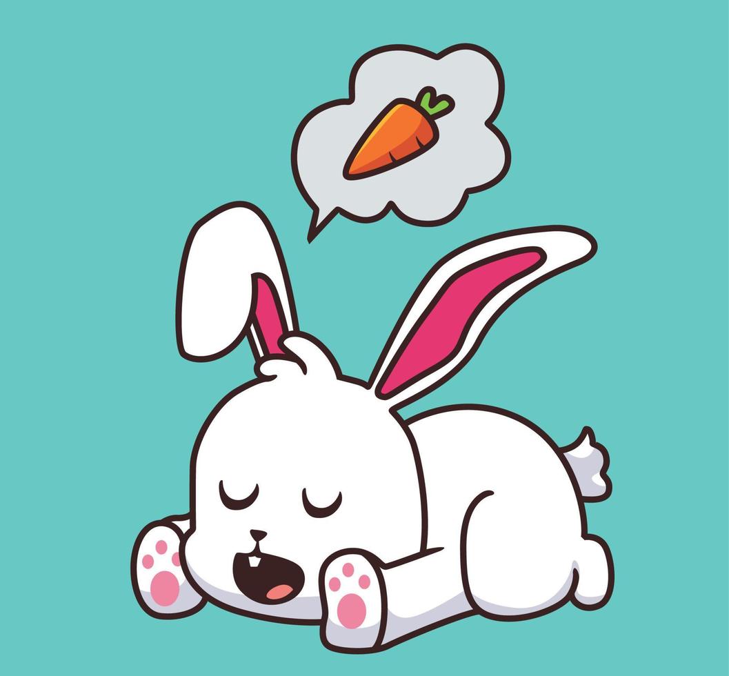 rabbit sleeping dream carrot cartoon illustration vector