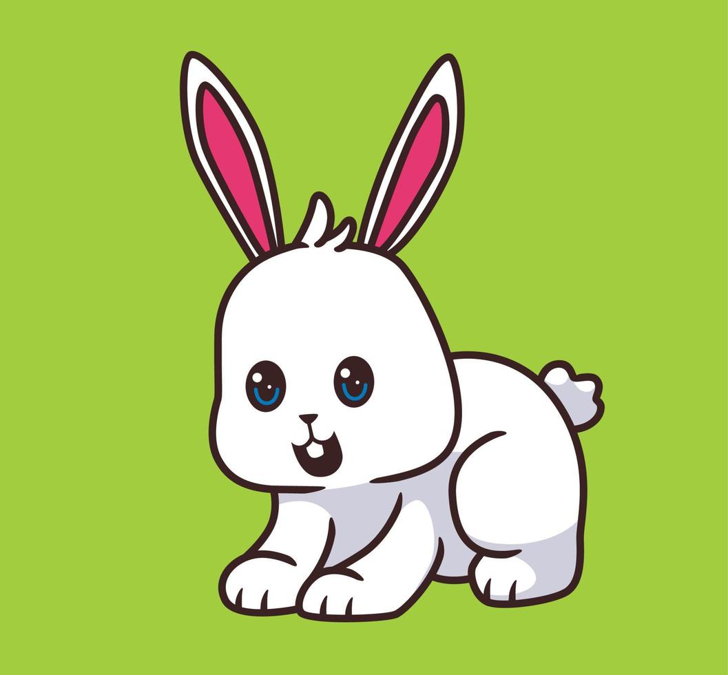 cute rabbit pose cartoon illustration vector