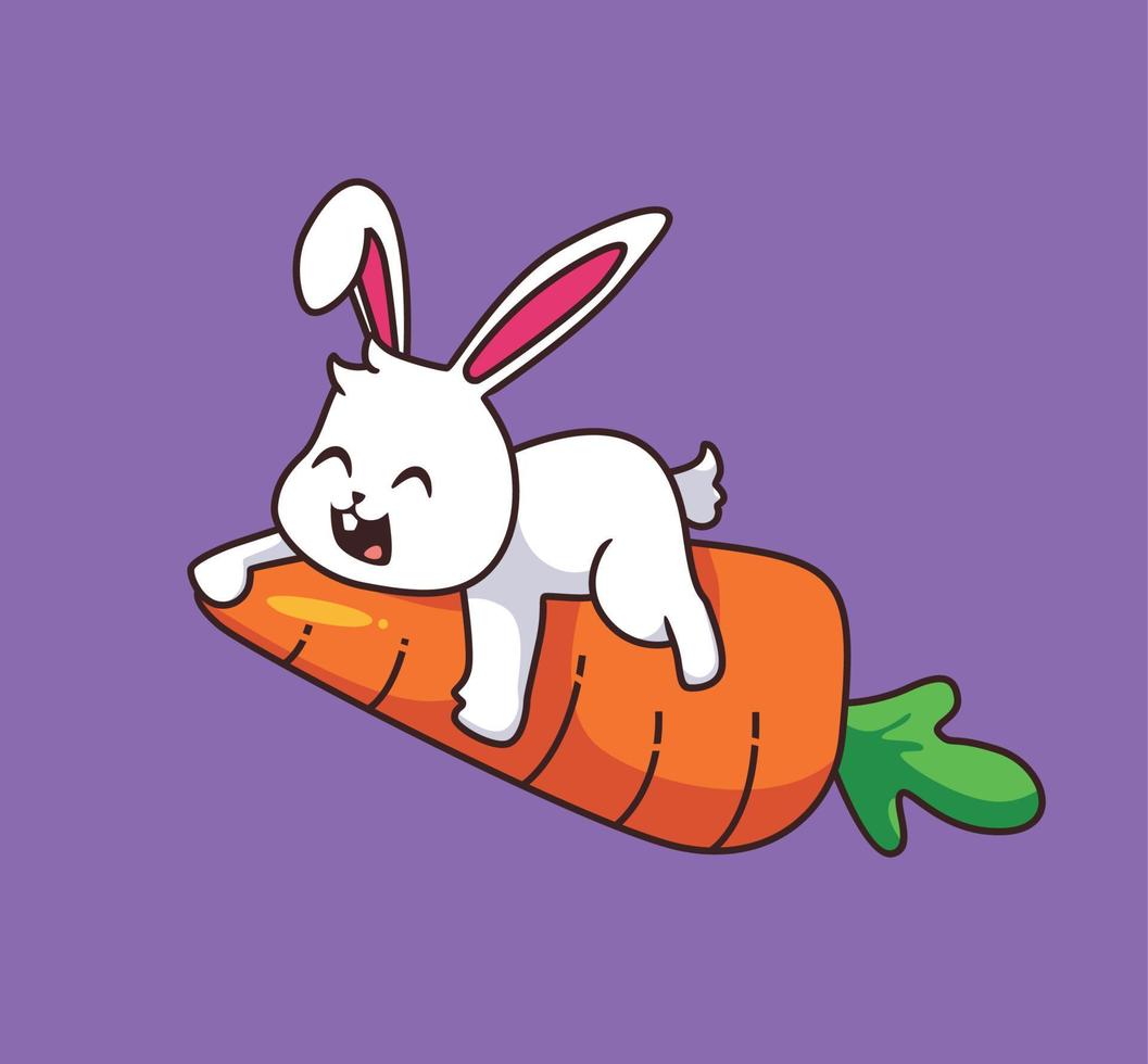rabbit riding a carrot cartoon illustration vector