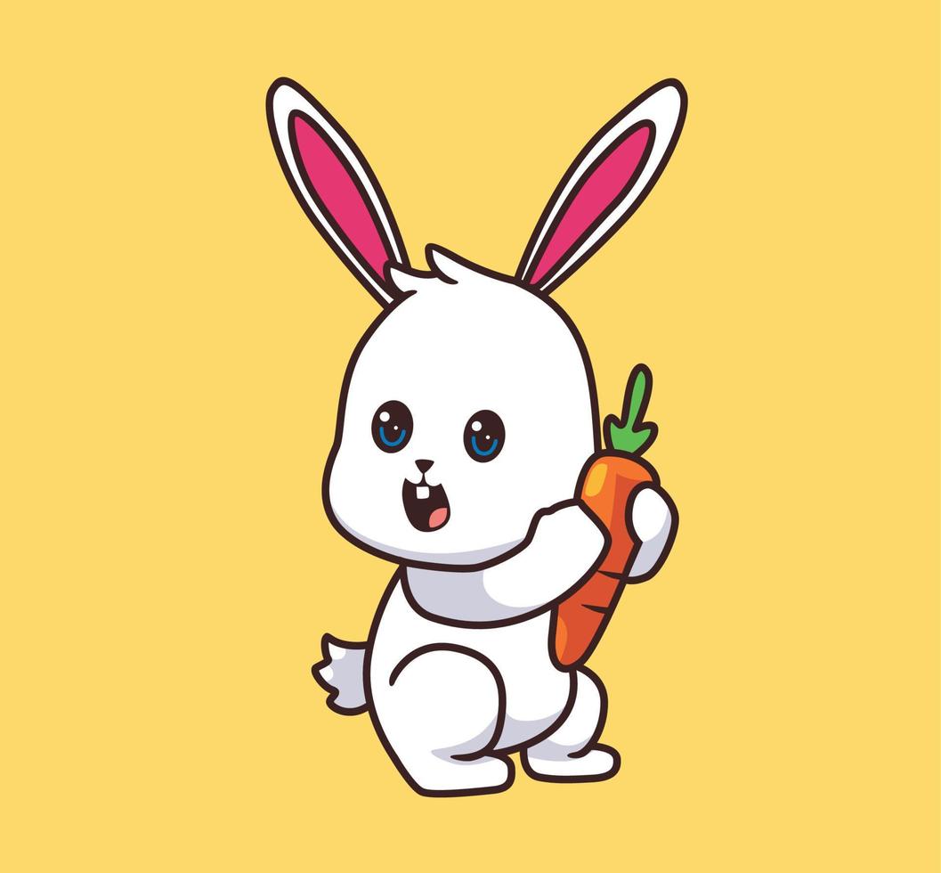 conejo sosteniendo una ilustración de dibujos animados de zanahoria vector