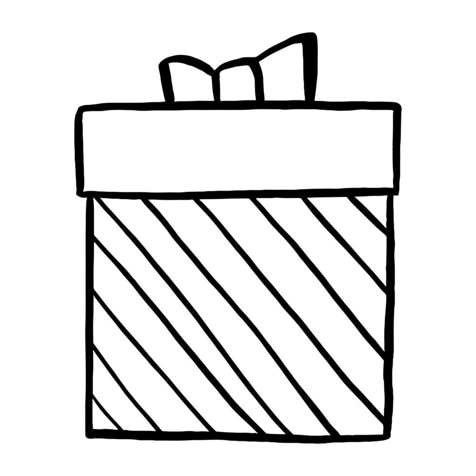 elementos de regalo de doodle de línea negra. ilustración vectorial sobre navidad o cumpleaños. vector