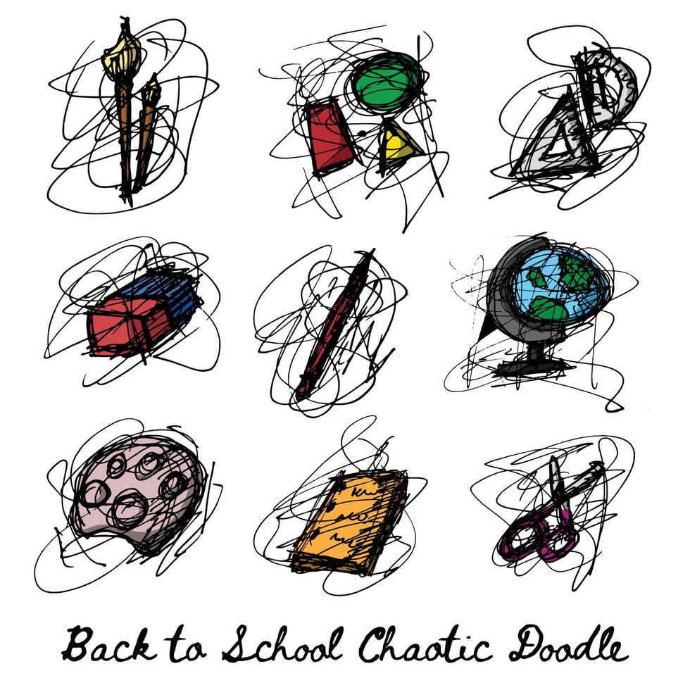 Back to School Hand Drawing Chaotic Lines Doodle vector
