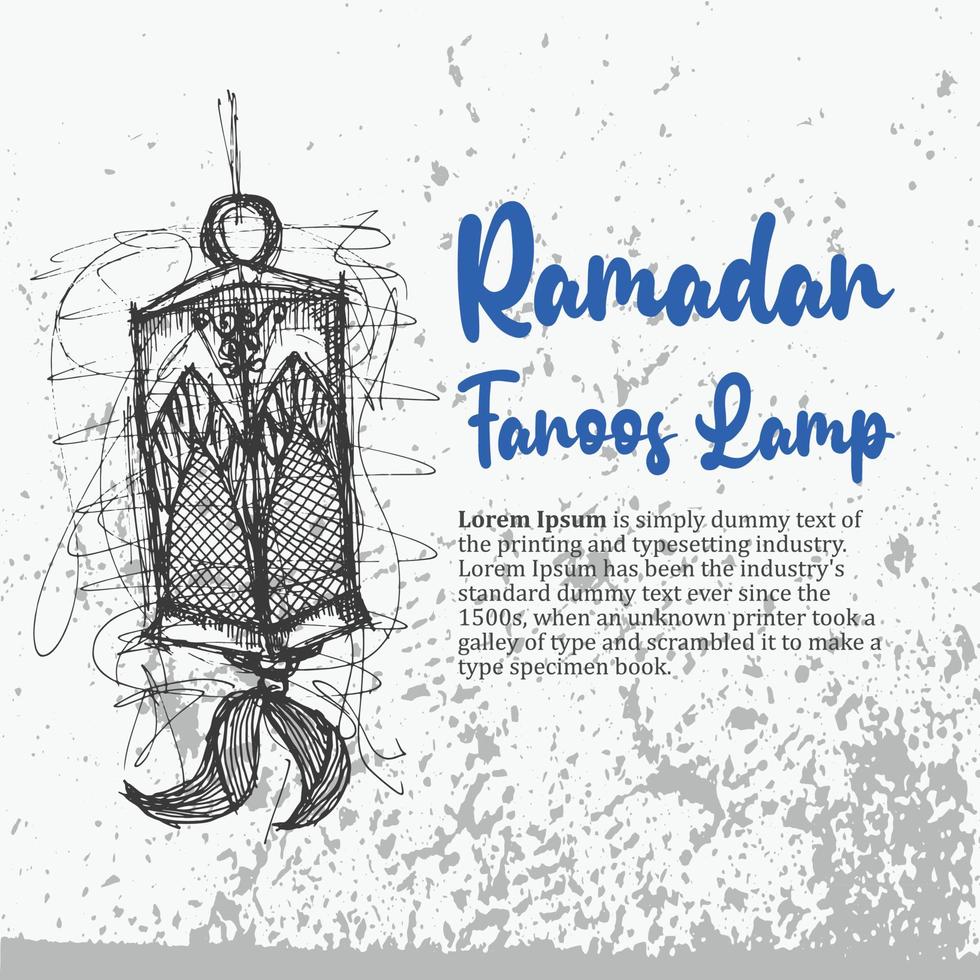 Ramadan Fanoos Lamp Lantern Hand drawing creative chaotic lines doodle vector