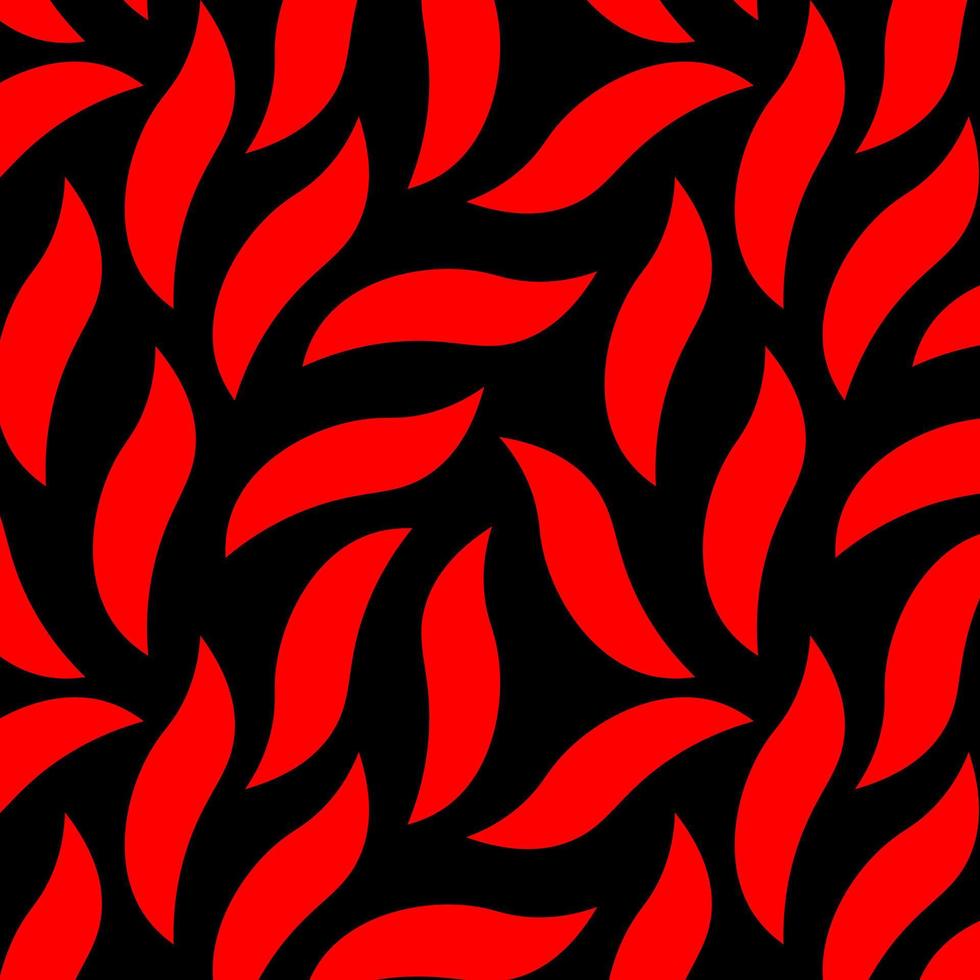 Abstract wrapped seamless pattern. Simple red shape texture on black background. Doodle fabric print template. Design with leaves. vector