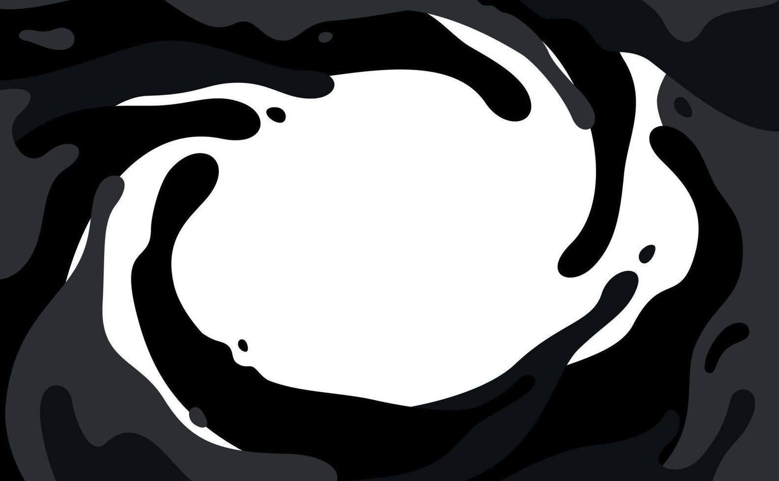 Black ink splashes in a vortex, ink blots isolated on white background. Vector splash background.