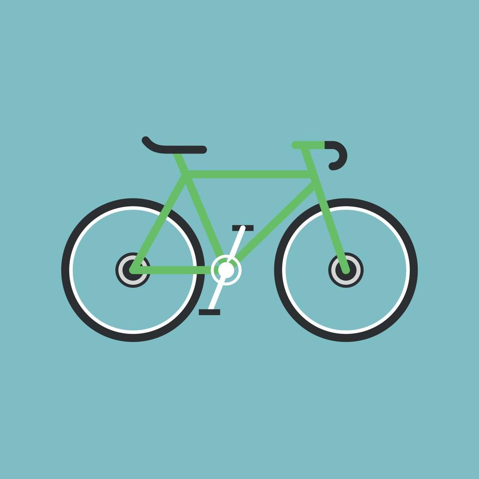 Bicycle modern flat illustration. Lime green bike vector icon.