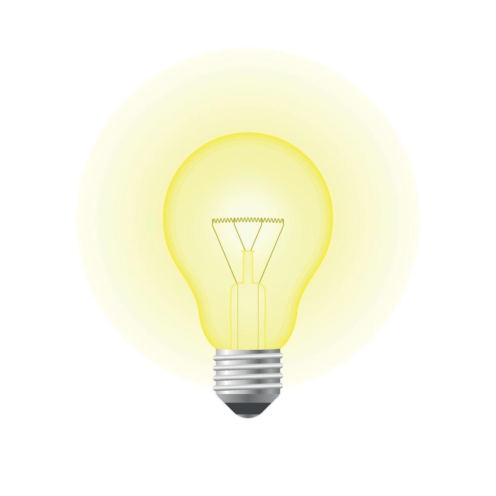 Light bulb vector icon, realistic style. Energy and idea symbol.