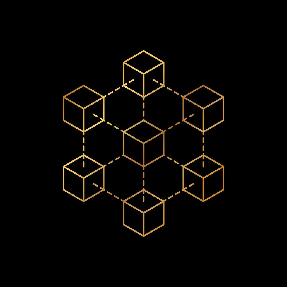 Blockchain icon logo concept on dark background. Cryptocurrency data sign design vector illustration