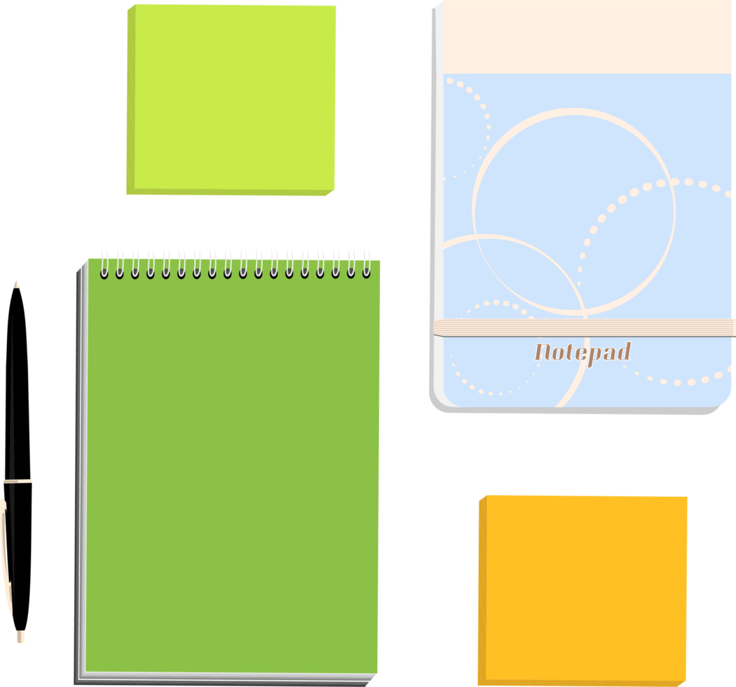 Stationery set of two notepads one them in green and light blue with a colored sticky png
