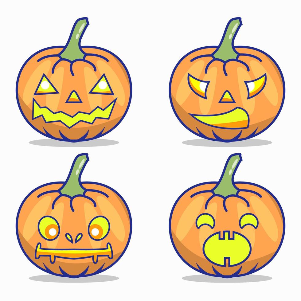 conjunto de calabazas aisladas sobre fondo blanco vector