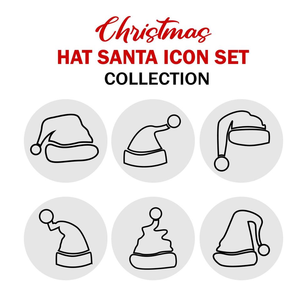 Christmas and Winter icon hed santa collection - vector outline