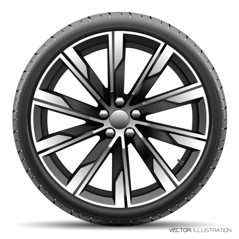 Realistic aluminum wheel car tire style racing luxury on white background vector