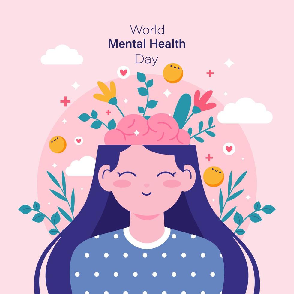 World mental health day illustration vector