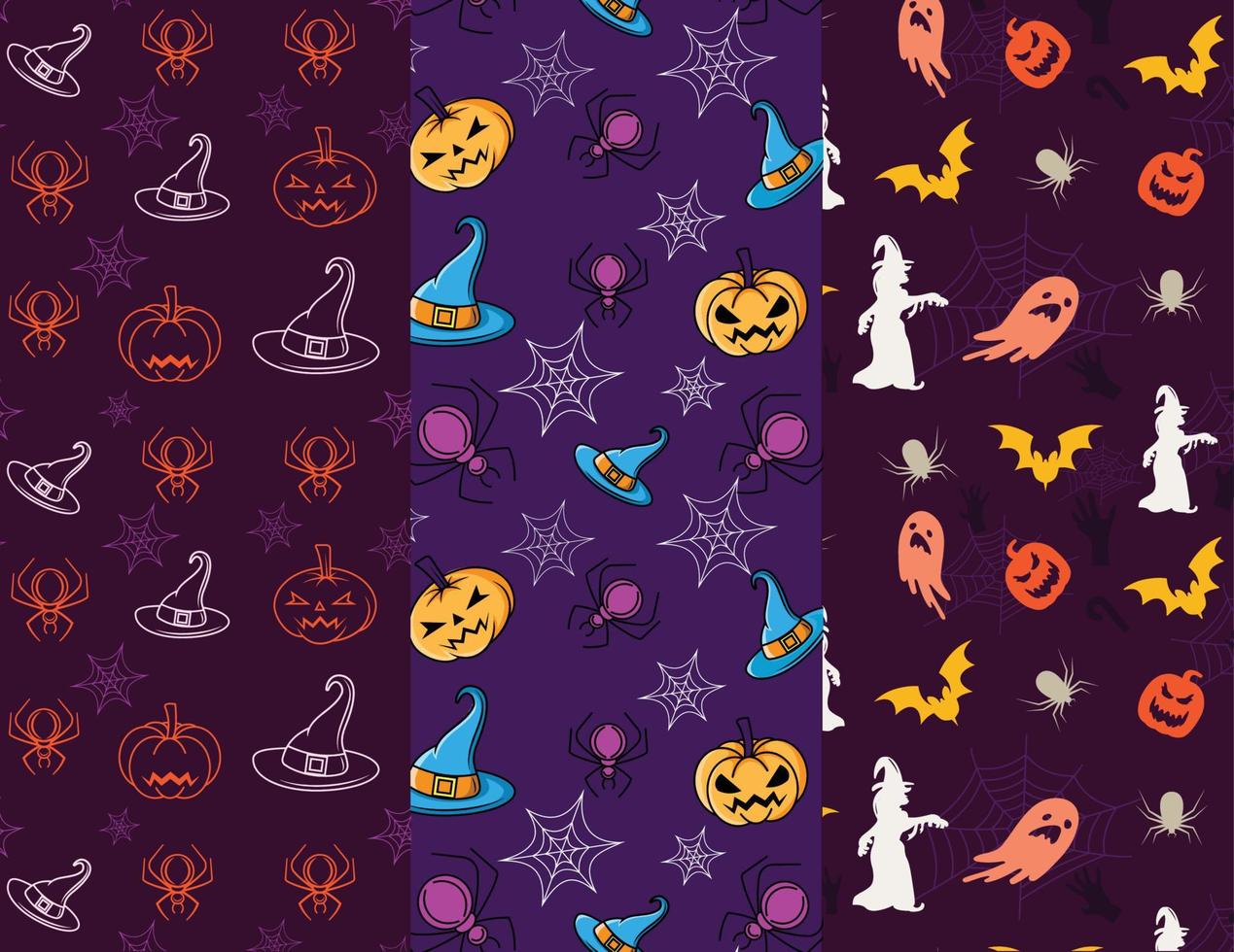 colección de patrones de halloween de ilustración plana para nueva plantilla vector