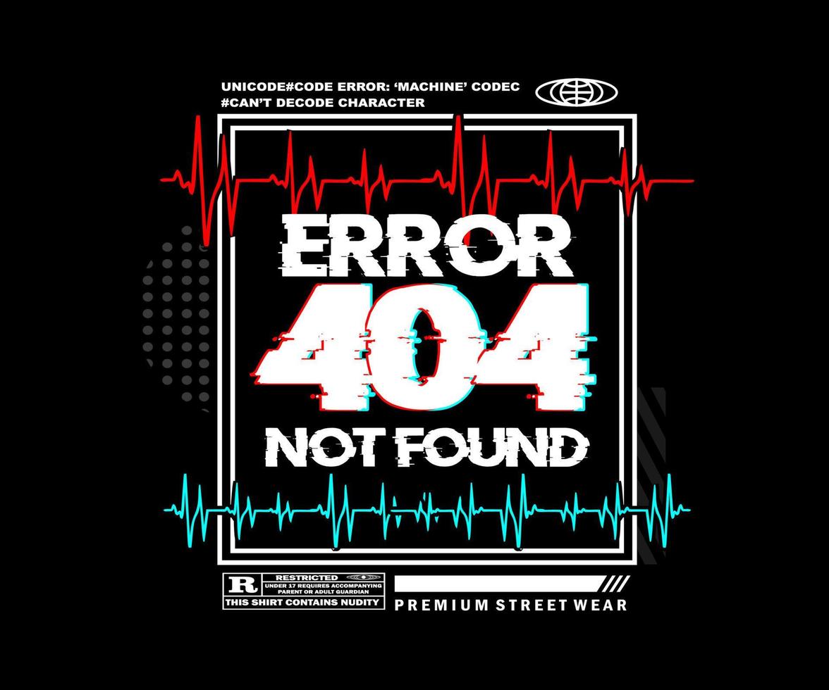 Error 404 Not Found Simple street style vintage design fashion vector