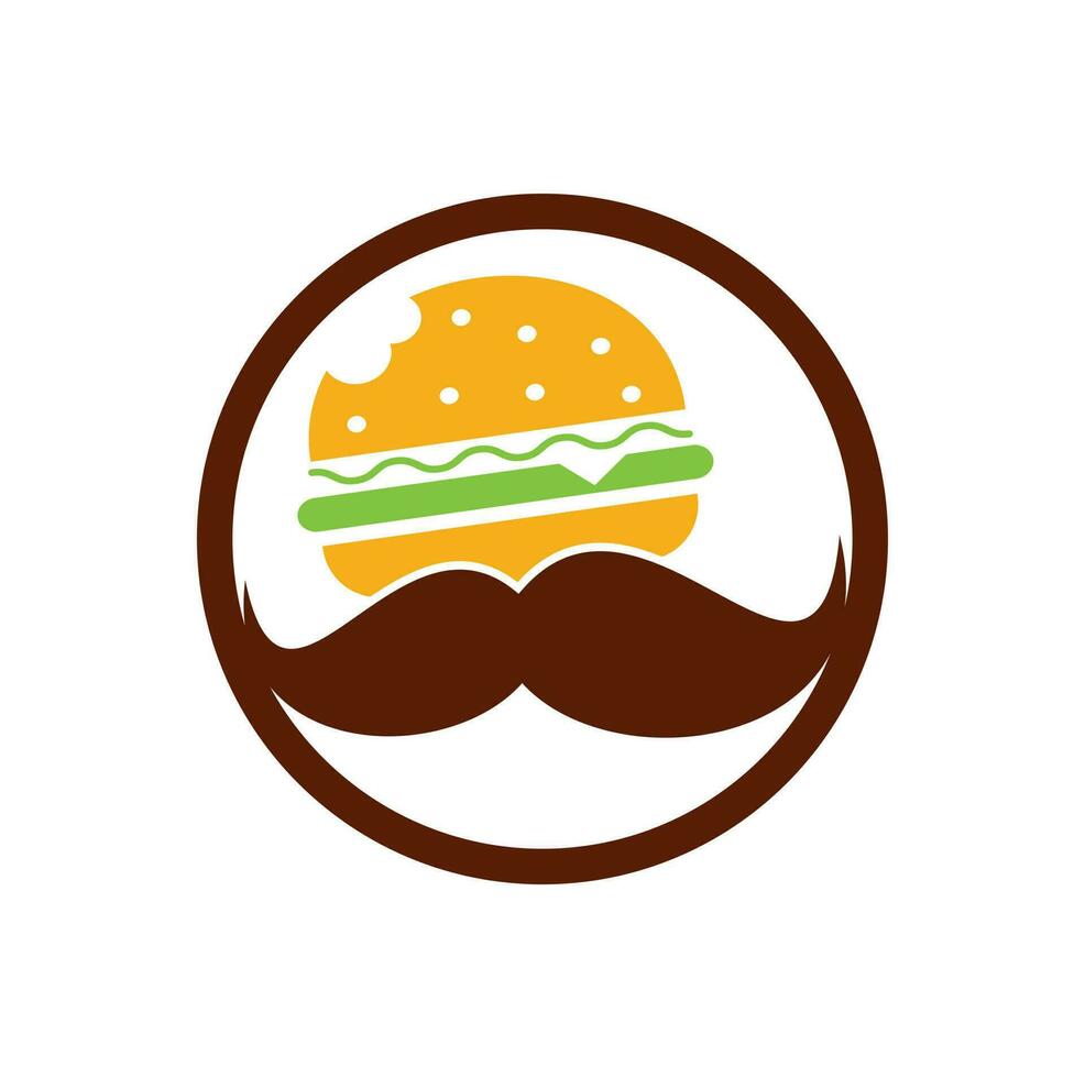 vector de icono de logotipo de hamburguesa de bigote. hamburguesa con concepto de logotipo de icono de bigote.