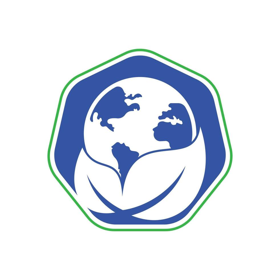 Globe leaf logo icon vector. Earth and leaf logo combination. Planet and eco symbol or icon vector