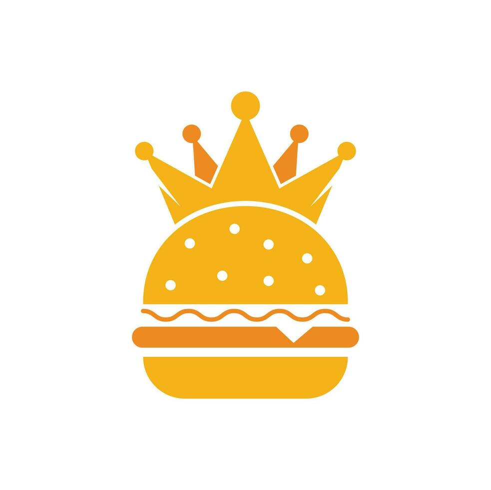 Burger king vector logo design. Burger with crown icon logo concept.