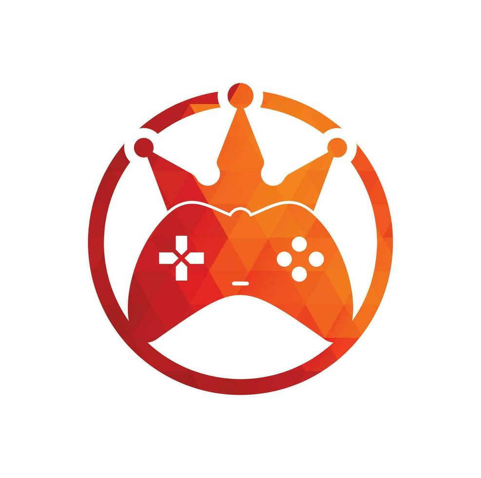 Game King Logo Icon Design. Gamepad king logo vector design illustration. Game Crown Joystick Icon Logo Template.