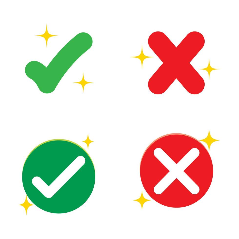 Set of tick check mark icons. Sign and symbol vector