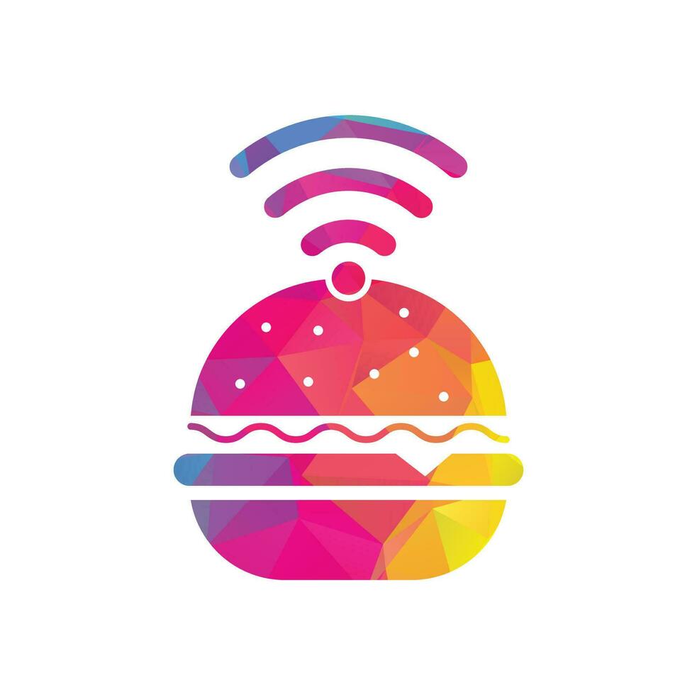 Wifi burger logo design vector icon. Hamburger and WiFi signal symbol or icon.