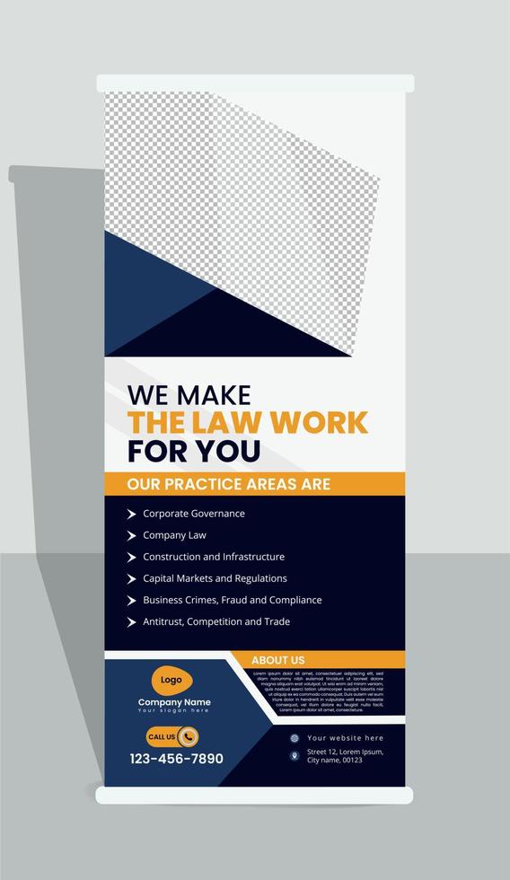 Roll up banner for law firm vector