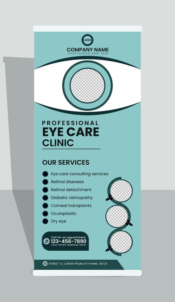 Eye care clinic roll up x stand banner 12619620 Vector Art at Vecteezy