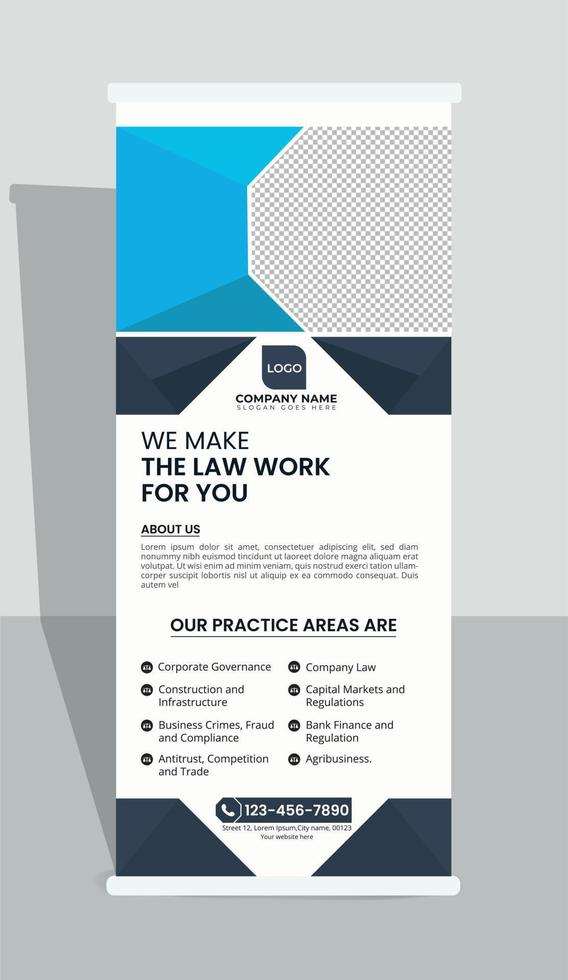 Roll up banner for law firm vector