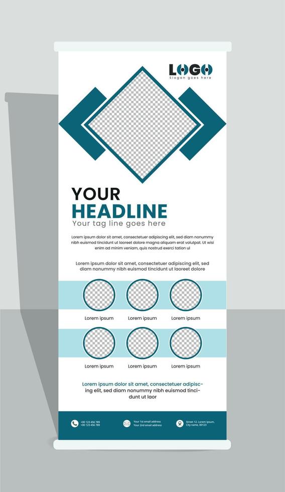 Corporate roll-up banner, Business roll-up banner, Roll up x stand banner vector